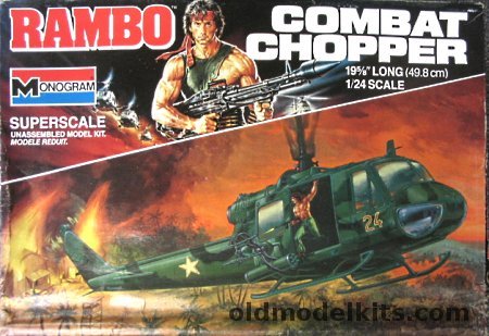 Monogram 1/24 Bell UH-1B Iroquois Huey Helicopter - Rambo Combat Chopper, 6038 plastic model kit